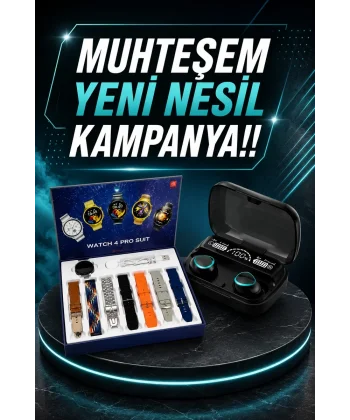 Ucuz Kaliteli Yeni Nesil 7 Kordonlu Akıllı Saat ve Kablosuz Bluetooth Kulaklık ANC Özelliği