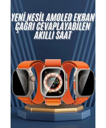 Ultra Max Kordon Kilitli Akıllı Saat Amoled Ekran Titreşimli Çağrı Cevaplayabilen