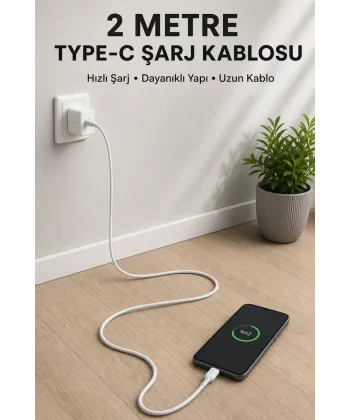 USB-A to Type-C 2 Metre Hızlı Şarj Kablosu