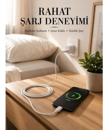 USB-A to Type-C Şarj Kablosu 2 Metre Uzun Kablo