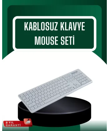 USB Alıcılı Kablosuz Klavye Mouse - Geniş Uyumluluk Sessiz Tuşlar