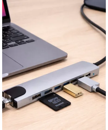 USB C Çoklu Port Adaptör HDMI USB Ethernet SD Kart Hub