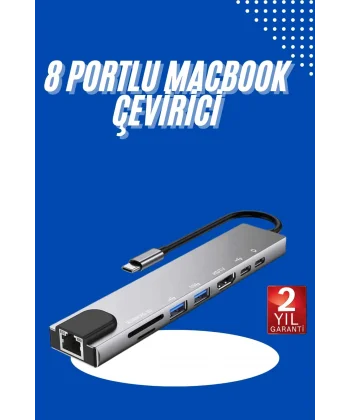 Usb Type-c Hub Dönüştürücü Çevirici Çoklayıcı Macbook Çevirici 8 Portlu