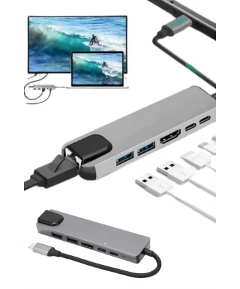 Usb Type-c Hub Dönüştürücü Çevirici Çoklayıcı Macbook Çevirici 8 Portlu