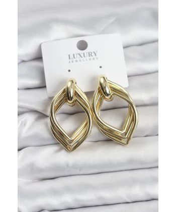 Vintage Gold Renk Pirinç Kadın Küpe