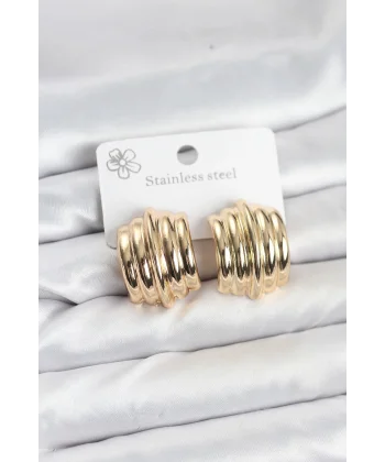 Vintage Model 316L Çelik Gold Renk Kadın Küpe
