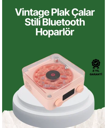 Vintage Tarz Bluetooth Hoparlör – Gece Işığı ve Zaman Göstergeli