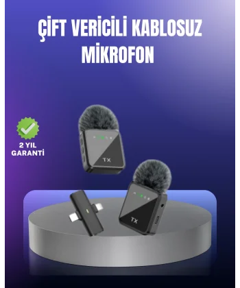 Vlog Podcast ve Röportajlar İçin Kablosuz Çift Yaka Mikrofon