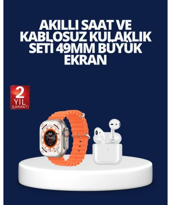 Watch 9 Max Akıllı Saat ve Kablosuz Kulaklık Seti 2 Kordonlu Sesli Görüşme Özellikli