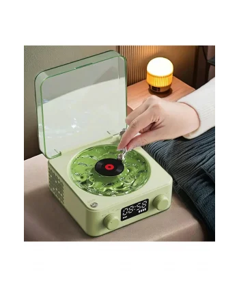 Waves Nostalji Plak Görünümlü Bluetooth Hoparlör 3d Ses Dalgası Retro Müzik Plak Yeşil