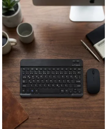 Wireless Klavye Mouse Seti Bluetooth Bağlantılı İnce Tasarım Sessiz Kullanım