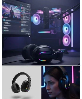 Wireless Oyuncu Kulaklığı RGB Işıklı Uzun Bataryalı Mikrofonlu Headset