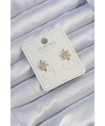 Xuping Gold Renk Zirkon Taşlı Yaprak Küpe