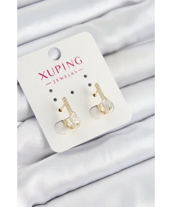 Xuping Zirkon Taşlı I Model Gold Renk Kadın Küpe