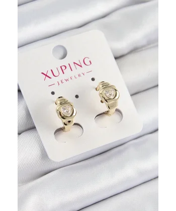 Xuping Zirkon Taşlı Kalp Model Gold Renk Kadın Küpe