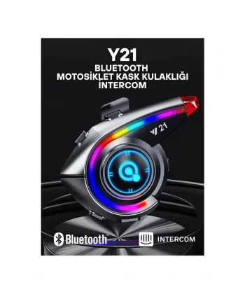 Y21 Rgb Işık Efektli Intercom Bluetooth Motosiklet Kask Kulaklığı Intercom Kulaklık