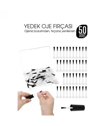 Yedek Oje Fırçası 50li Aplikatörlü Set  - Tırnak Cila Fırçası