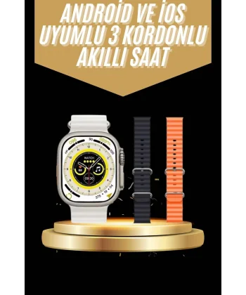 Yeni Nesil 3 Kordonlu Kol Saati 49 MM Amoled Ekran Akıllı Saat