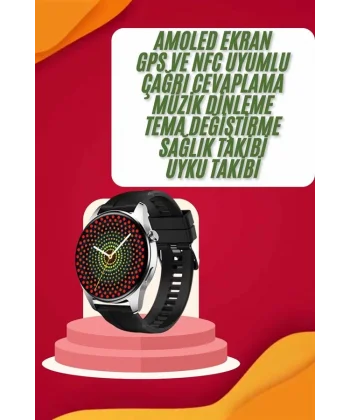 Yeni Nesil Akıllı Saat Çift Kordonlu 1.5 Inç Yuvarlak Ekran GPS ve NFC Uyumlu