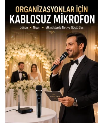Yeni Nesil Kablosuz El Mikrofonu Seti Dijital Ekranlı Çift Mikrofonlu