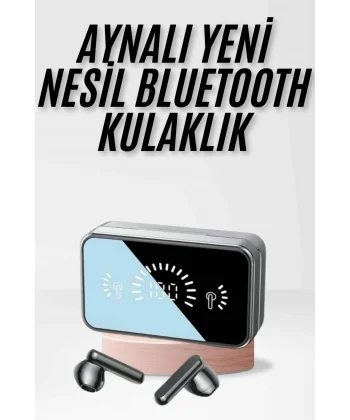 Yeni Nesil Kablosuz Kulaklık Aynalı Powerbank Özellikli Bluetooth Bağlantılı Dijital Göstergeli