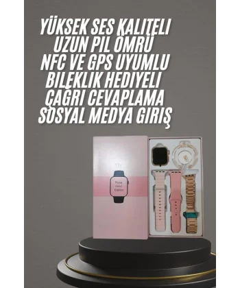Yeni Nesil Kadın Akıllı Saat Rose Gold Android ve İos Uyumlu