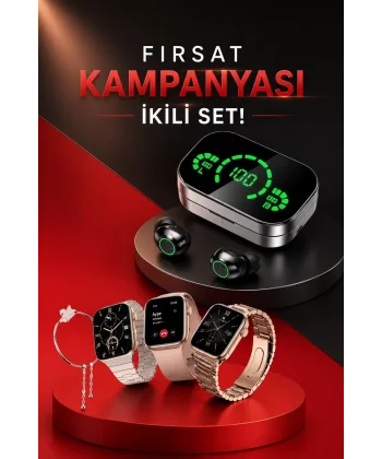 Yeni Nesil Kaliteli Akıllı Saat ve Kablosuz Bluetooth Kulaklık Yüksek Ses Kaliteli