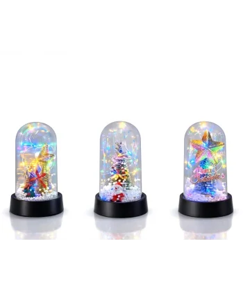 Yılbaşı Temalı Işıklı  Dekoratif Cam Fanus Alk5038