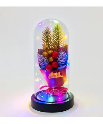 Yılbaşı Temalı Işıklı  Dekoratif Cam Fanus Alk5081