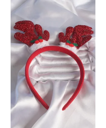 Yılbaşı Temalı Simli Geyik Boynuzu Figürlü Taç