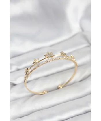 Yıldız Model Gold Renk Pirinç Kadın Bileklik