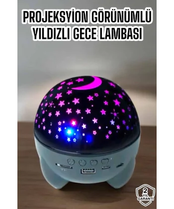 Yıldız Yansıtmalı Projeksiyon Gece Lambası Şarjlı Taşınabilir