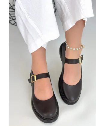 Yokox Kahverengi Cilt Oxford Ayakkabı