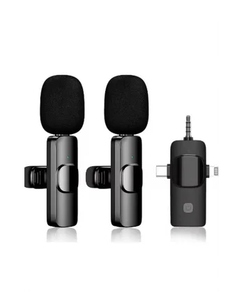 Yüksek Kalite Profesyonel 3 In 1 Kablosuz Taşınabilir Yaka Mikrofonu Youtube Facebook Tiktok