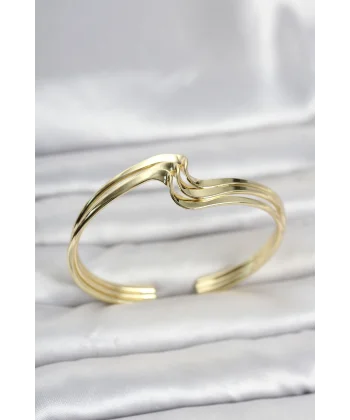 Zikzak Model Gold Renk Pirinç Kadın Bileklik