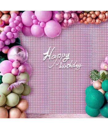 Ekstra Metalize Rose Gold Renk Disko Dikdörtgen Kesim Kapı Perdesi Dekorasyon 1x2 Metre