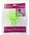 Happy Birthday Yazılı Fiyonklu Pasta Kek Çubuğu Yeşil Renk