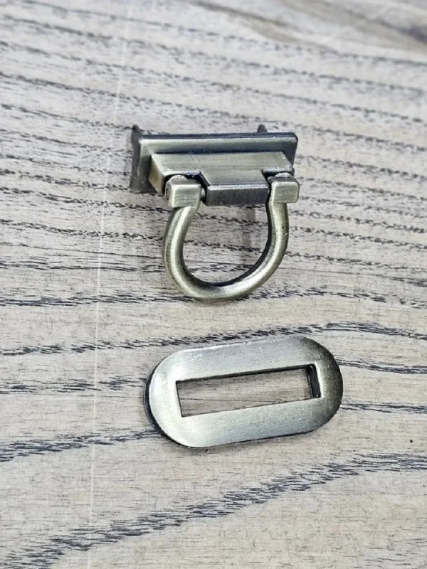 Fırçalı Antik Çanta Kilit Oval Vidalı