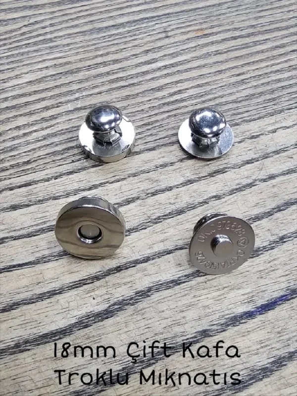 Troklu Mıknatıs Nikel Çift Kafa (18mm)