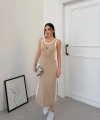 Bej Miu Miu Pike Modal Elbise