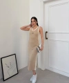 Bej Miu Miu Pike Modal Elbise