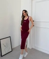 Bordo Miu Miu Pike Modal Elbise