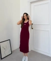 Bordo Miu Miu Pike Modal Elbise