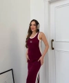 Bordo Miu Miu Pike Modal Elbise