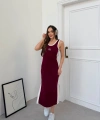 Bordo Miu Miu Pike Modal Elbise