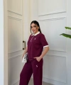 Bordo Polo Modal Fermuarlı İkili Takım