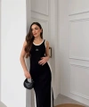 Siyah Alo Pike Modal Elbise