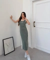 Su Yeşili Miu Miu Pike Modal Elbise