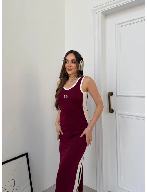 Bordo Miu Miu Pike Modal Elbise