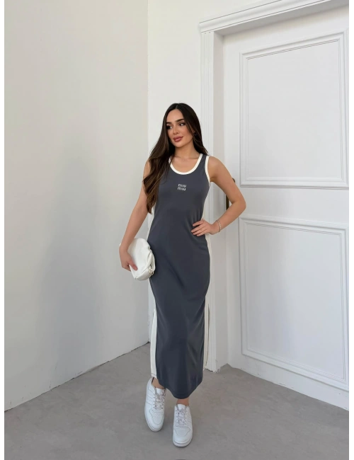Gri Miu Miu Pike Modal Elbise